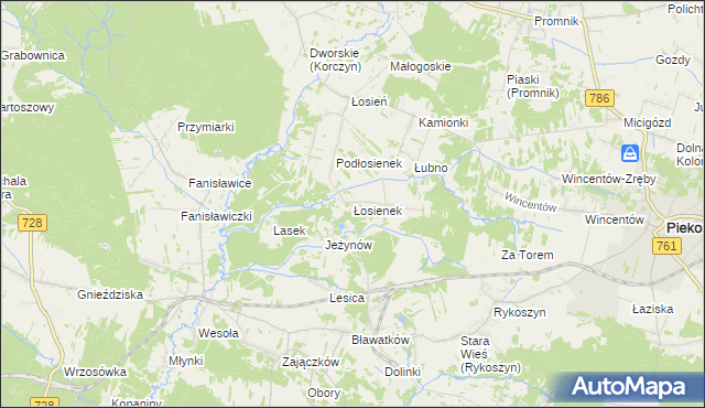 mapa Łosienek, Łosienek na mapie Targeo