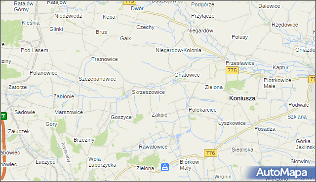 mapa Łososkowice, Łososkowice na mapie Targeo