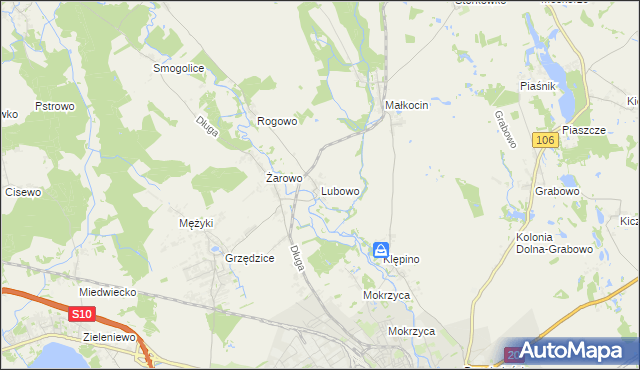 mapa Lubowo gmina Stargard, Lubowo gmina Stargard na mapie Targeo