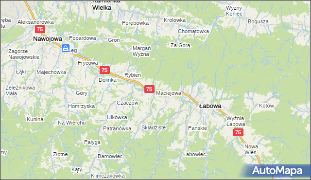 mapa Maciejowa, Maciejowa na mapie Targeo