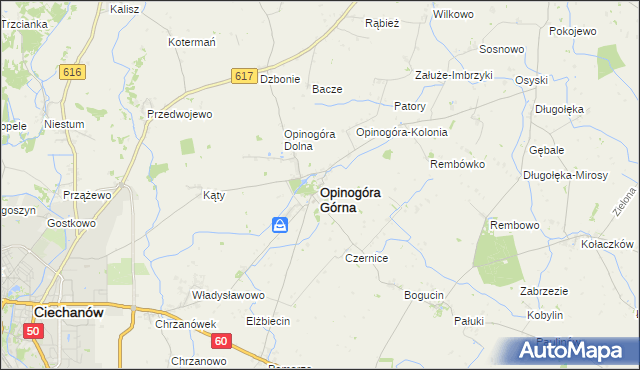 mapa Opinogóra Górna, Opinogóra Górna na mapie Targeo