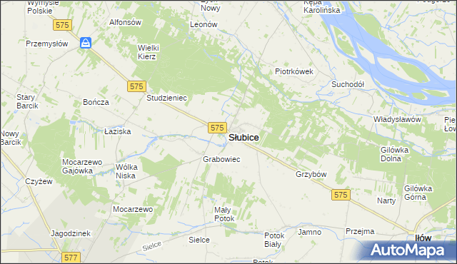 mapa Słubice powiat płocki, Słubice powiat płocki na mapie Targeo