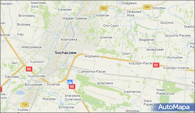 mapa Sochaczew-Wieś, Sochaczew-Wieś na mapie Targeo