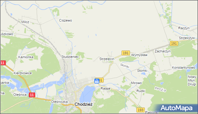 mapa Strzelęcin, Strzelęcin na mapie Targeo