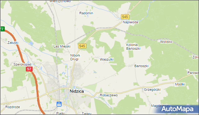 mapa Waszulki, Waszulki na mapie Targeo