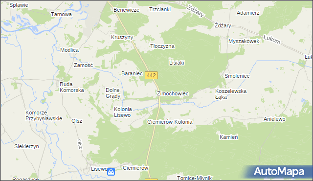 mapa Zimochowiec, Zimochowiec na mapie Targeo