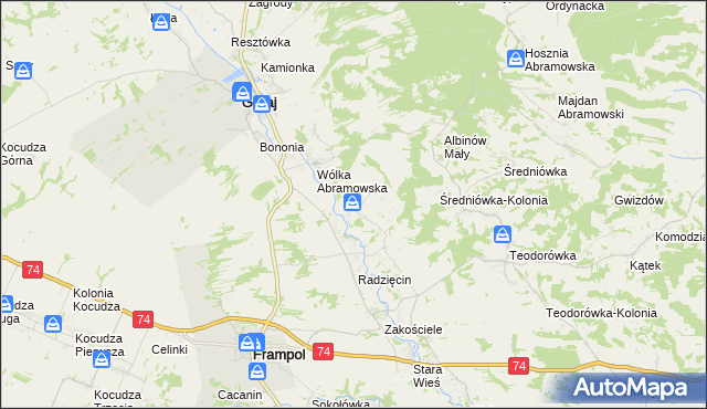 mapa Abramów gmina Goraj, Abramów gmina Goraj na mapie Targeo