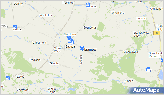 mapa Abramów powiat lubartowski, Abramów powiat lubartowski na mapie Targeo