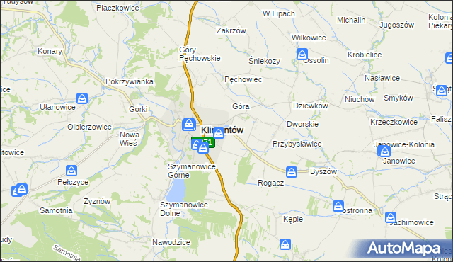 mapa Adamczowice, Adamczowice na mapie Targeo