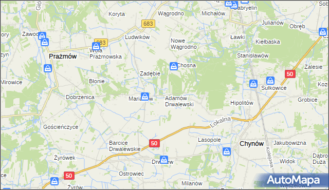 mapa Adamów Drwalewski, Adamów Drwalewski na mapie Targeo