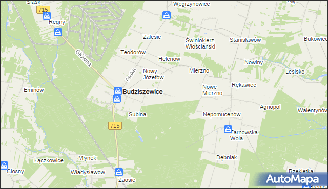 mapa Adamów gmina Budziszewice, Adamów gmina Budziszewice na mapie Targeo