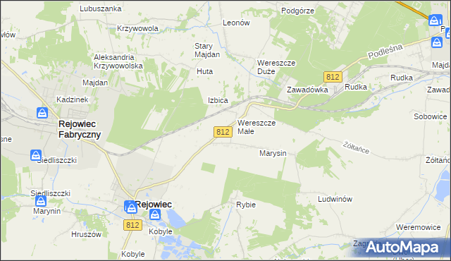mapa Adamów gmina Rejowiec, Adamów gmina Rejowiec na mapie Targeo