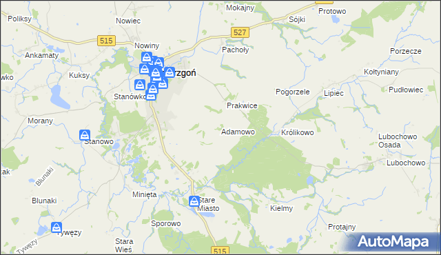 mapa Adamowo gmina Stary Dzierzgoń, Adamowo gmina Stary Dzierzgoń na mapie Targeo