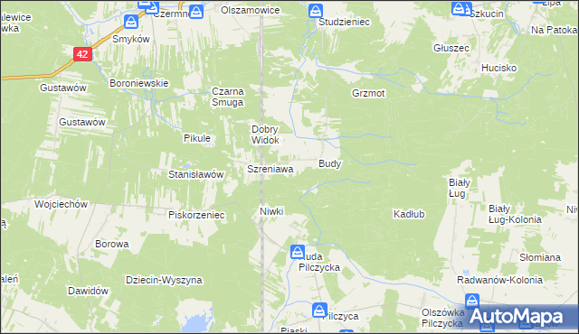 mapa Adelinów gmina Fałków, Adelinów gmina Fałków na mapie Targeo