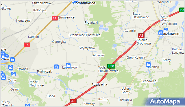 mapa Albinów gmina Głowno, Albinów gmina Głowno na mapie Targeo
