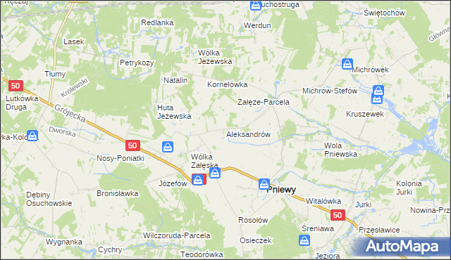 mapa Aleksandrów gmina Pniewy, Aleksandrów gmina Pniewy na mapie Targeo
