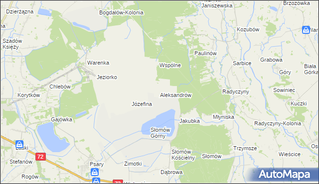 mapa Aleksandrów gmina Przykona, Aleksandrów gmina Przykona na mapie Targeo