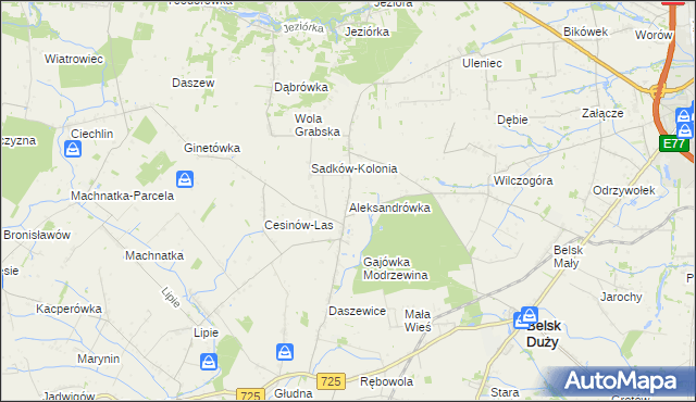 mapa Aleksandrówka gmina Belsk Duży, Aleksandrówka gmina Belsk Duży na mapie Targeo