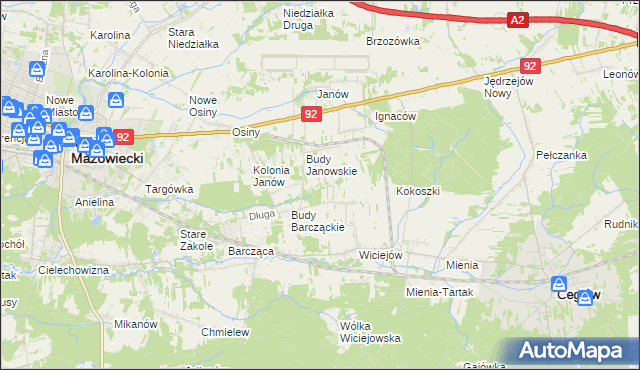 mapa Anielew gmina Mińsk Mazowiecki, Anielew gmina Mińsk Mazowiecki na mapie Targeo
