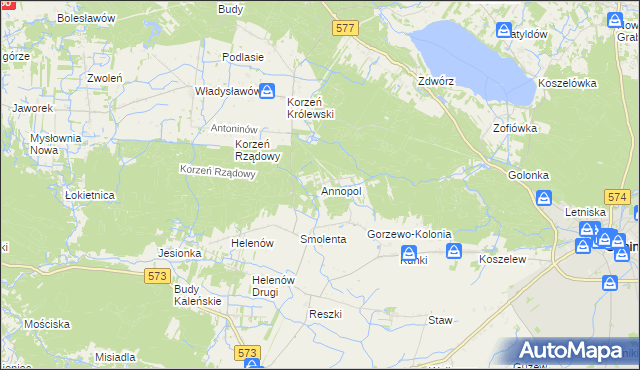 mapa Annopol gmina Szczawin Kościelny, Annopol gmina Szczawin Kościelny na mapie Targeo