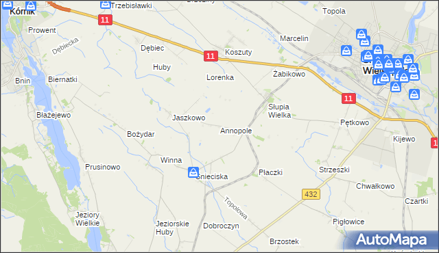 mapa Annopole gmina Środa Wielkopolska, Annopole gmina Środa Wielkopolska na mapie Targeo