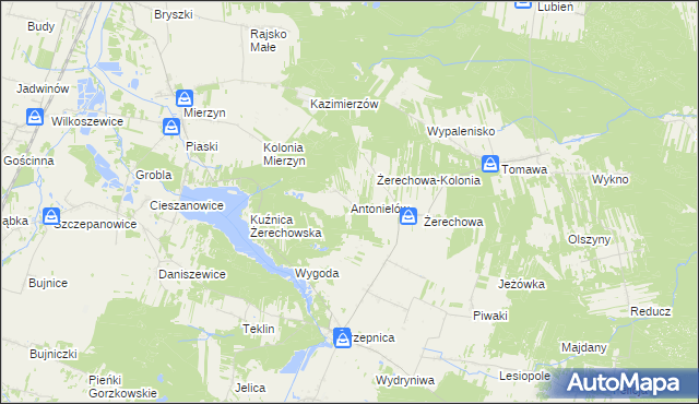 mapa Antonielów gmina Łęki Szlacheckie, Antonielów gmina Łęki Szlacheckie na mapie Targeo