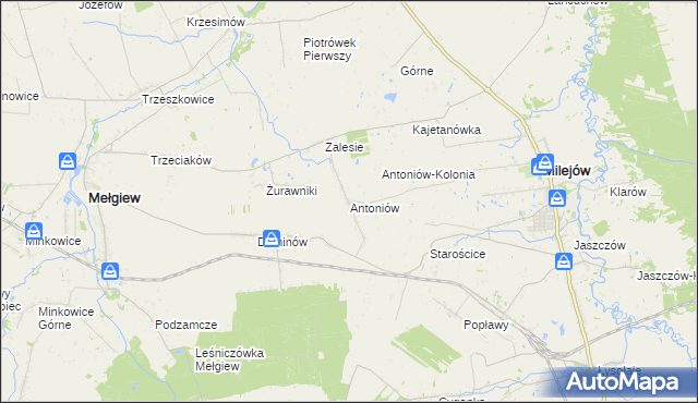 mapa Antoniów gmina Milejów, Antoniów gmina Milejów na mapie Targeo