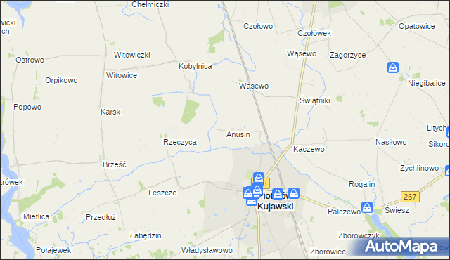 mapa Anusin gmina Piotrków Kujawski, Anusin gmina Piotrków Kujawski na mapie Targeo