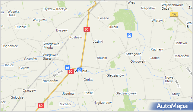 mapa Anusin gmina Witonia, Anusin gmina Witonia na mapie Targeo