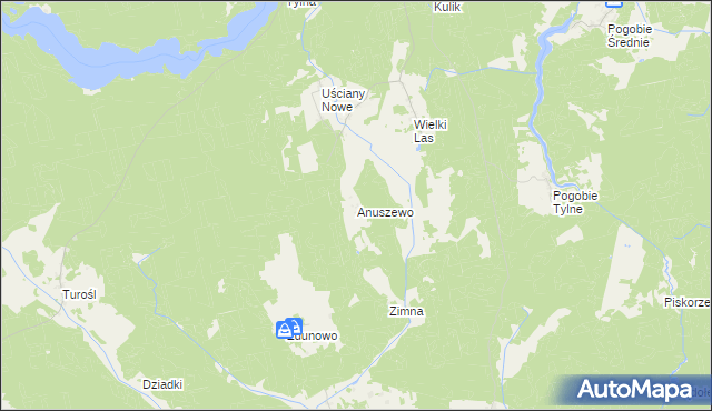 mapa Anuszewo, Anuszewo na mapie Targeo