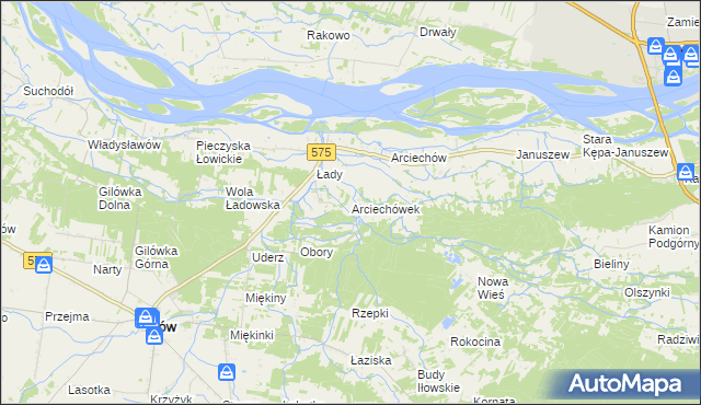 mapa Arciechówek, Arciechówek na mapie Targeo