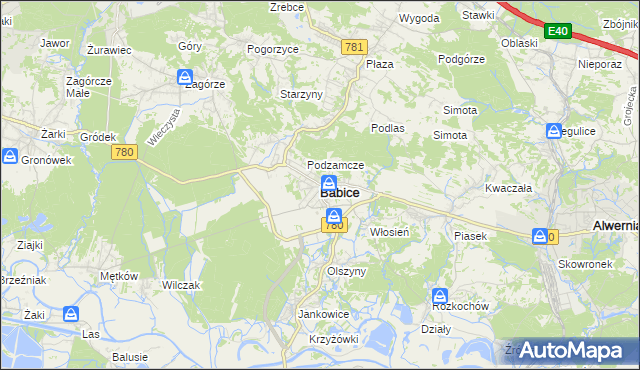 mapa Babice powiat chrzanowski, Babice powiat chrzanowski na mapie Targeo