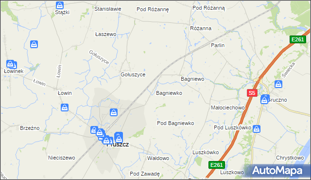mapa Bagniewko gmina Pruszcz, Bagniewko gmina Pruszcz na mapie Targeo