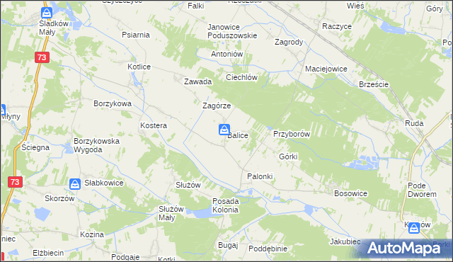 mapa Balice gmina Gnojno, Balice gmina Gnojno na mapie Targeo