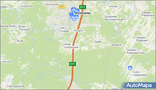 mapa Barak gmina Szydłowiec, Barak gmina Szydłowiec na mapie Targeo