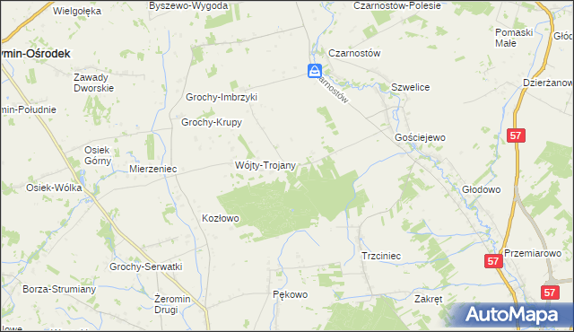 mapa Baraniec gmina Karniewo, Baraniec gmina Karniewo na mapie Targeo