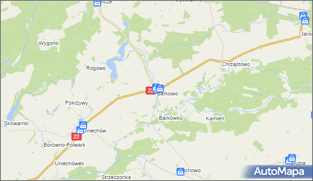 mapa Barkowo gmina Człuchów, Barkowo gmina Człuchów na mapie Targeo