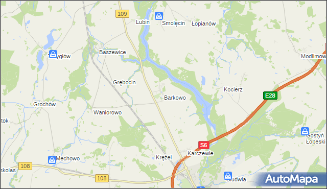 mapa Barkowo gmina Gryfice, Barkowo gmina Gryfice na mapie Targeo