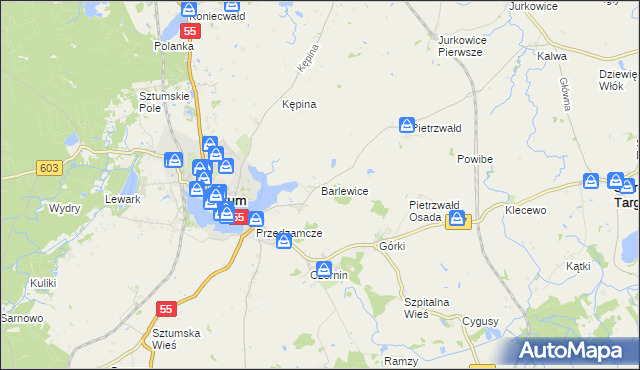mapa Barlewice, Barlewice na mapie Targeo
