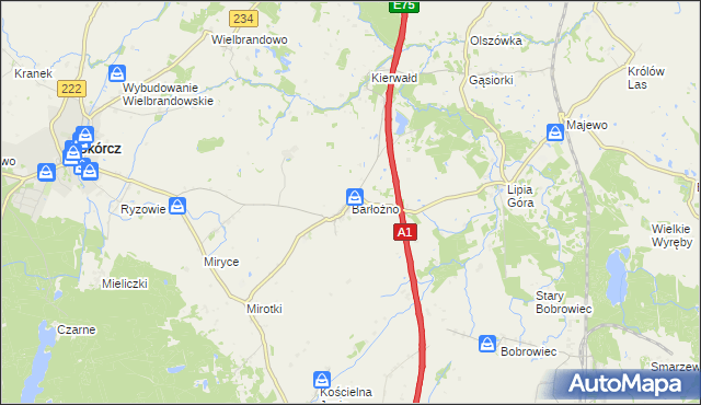 mapa Barłożno, Barłożno na mapie Targeo