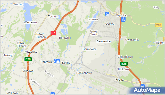 mapa Barniewice, Barniewice na mapie Targeo