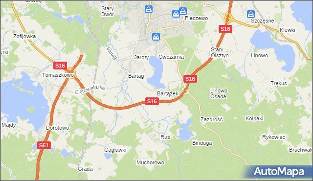 mapa Bartążek, Bartążek na mapie Targeo