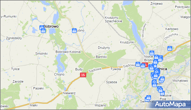 mapa Bartniki gmina Brodnica, Bartniki gmina Brodnica na mapie Targeo