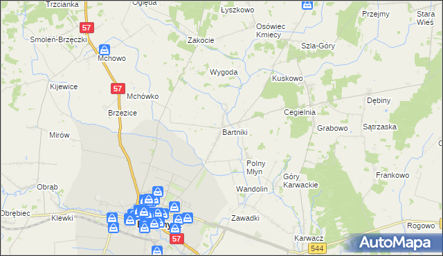 mapa Bartniki gmina Przasnysz, Bartniki gmina Przasnysz na mapie Targeo