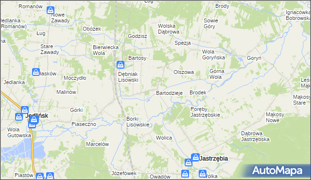 mapa Bartodzieje gmina Jastrzębia, Bartodzieje gmina Jastrzębia na mapie Targeo