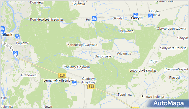 mapa Bartodzieje gmina Obryte, Bartodzieje gmina Obryte na mapie Targeo