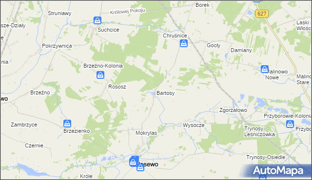 mapa Bartosy, Bartosy na mapie Targeo