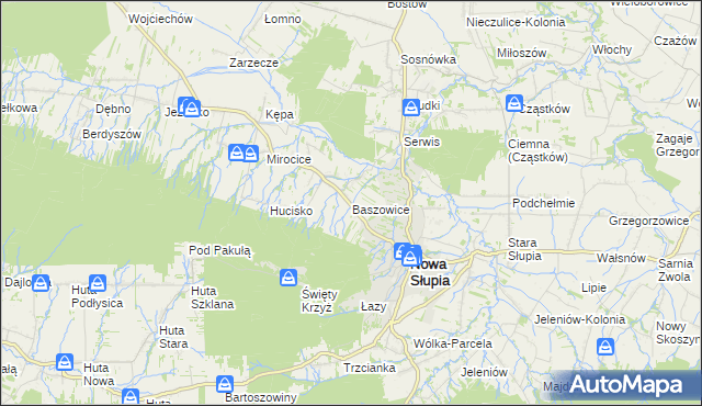 mapa Baszowice, Baszowice na mapie Targeo
