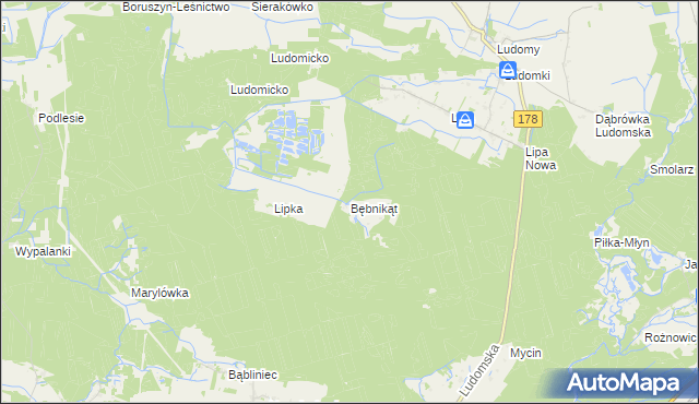 mapa Bębnikąt gmina Oborniki, Bębnikąt gmina Oborniki na mapie Targeo