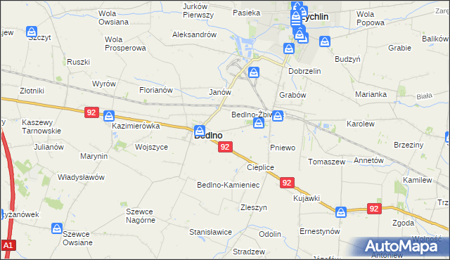 mapa Bedlno-Wieś, Bedlno-Wieś na mapie Targeo